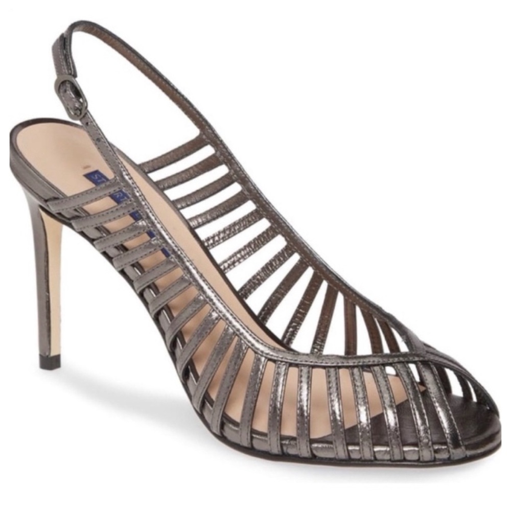 Stuart Weitzman Gray Cage Slingback Heel Sandals